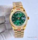 Swiss Replica Rolex Day-date President 36 Swiss 2836 Watch Olive Green Diamond Bezel